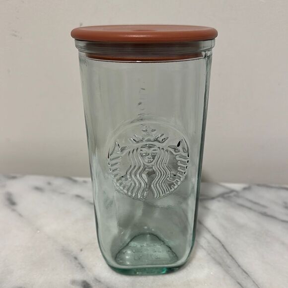 Starbucks Recycled Glass cold cup Tumbler with Lid triangular - Picture 1 of 9